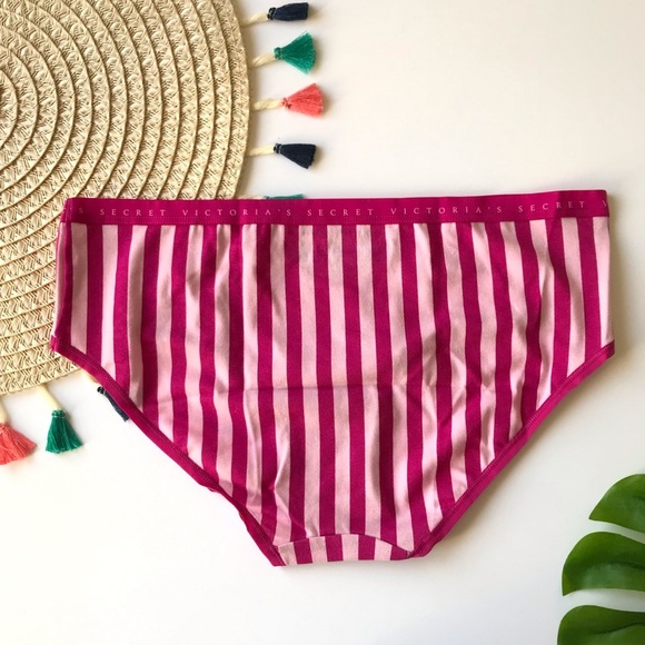 Victoria's Secret Stretch Cotton Hiphugger Panty Pink Stripe XL NEW - Picture 2 of 5